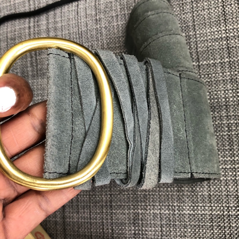 Grey Suede Leather Belt Large/Adjustable - image 3